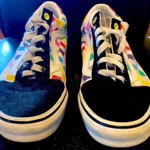 Rainbow Vans. Size 8.0 in woman’s and 6.5 in mens.